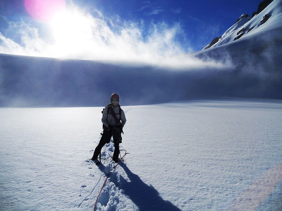 Dave standing in the sunshine at Angel Col (1810m).