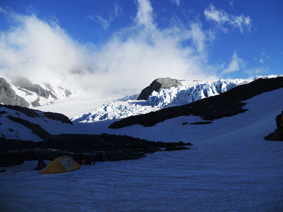 Icefall behind the tent.