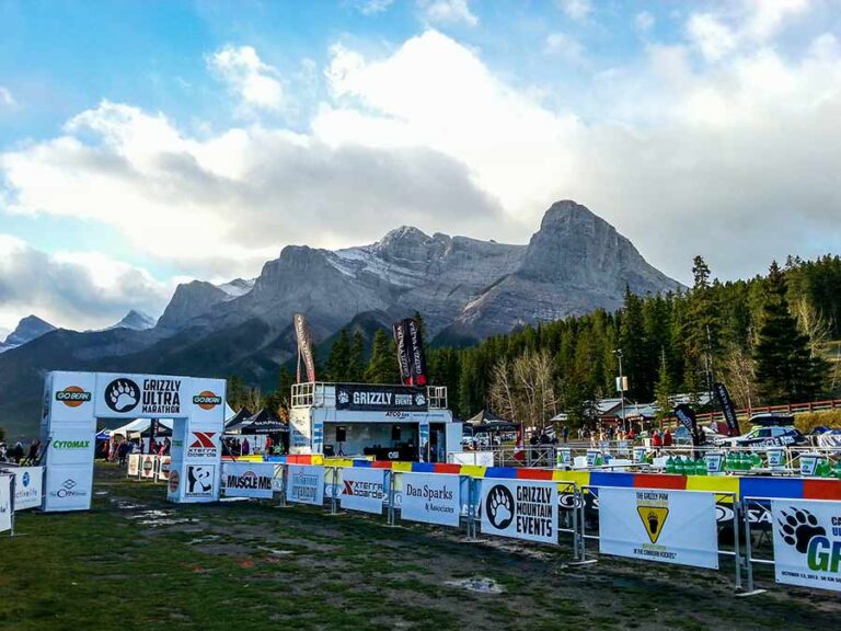 The Grizzly Ultra - The Finish Line waiting for finishers in the sun.
